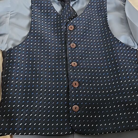 Robert Allen Boy's Shirt, Waist Coat Vest & Tie Navy Blue Size 6 - Picture 14 of 16